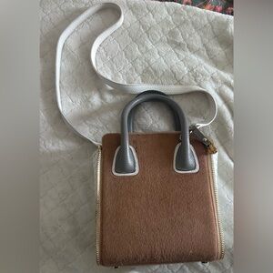 Rare Paige Gamble Livia Snakeskin Fur? Handbag with 2 Snakeskin Gussets